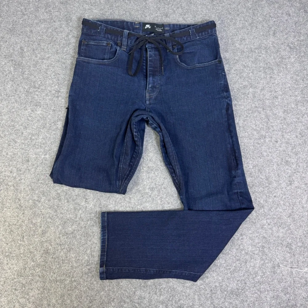 Nike SB Mens Dark Wash Slim Straight Denim Jeans Blue Size 32 M